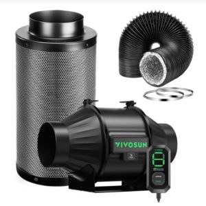Kit Exaustor com filtro Preto e Dutos 100MM e Controle E12