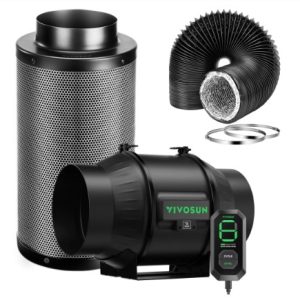 Kit Exaustor com filtro Preto e Dutos 150MM e Controle E12