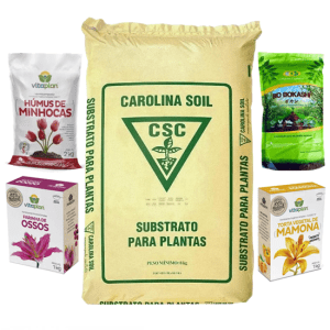 Kit Substrato Carolina Soil 50/50 e Aditivos Para Solo Orgânico