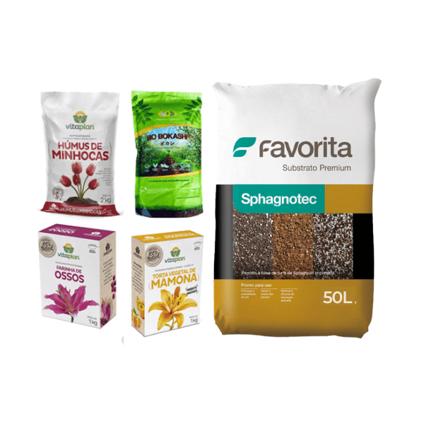 Kit Substrato Sphagnotec 50/50 e Aditivos Para Solo Orgânico