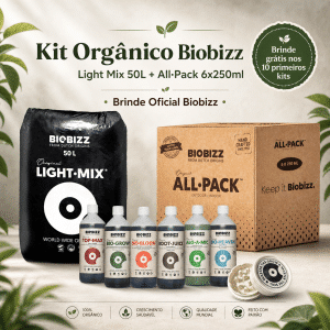 Kit Orgânico Biobizz — Light Mix 50L + All·Pack 6x250ml + Brinde Oficial