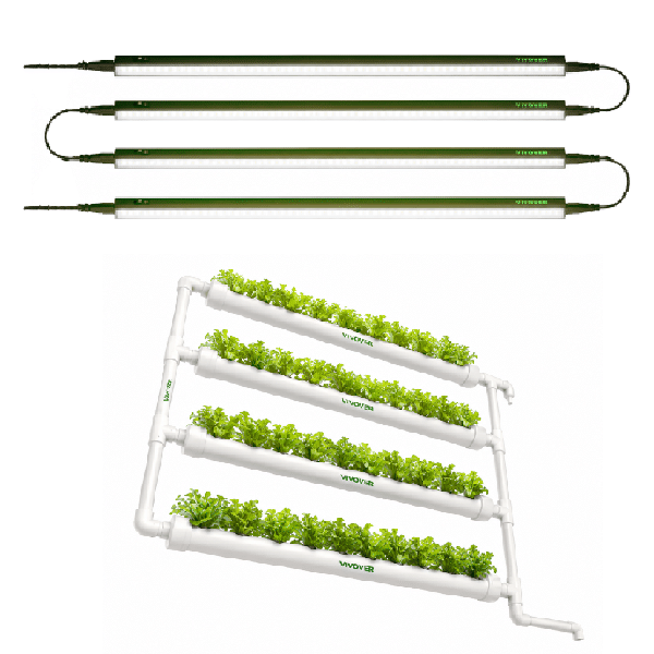 Kit Cultivo Indoor Sistema Hidropônico Parede VIVOSUN + Barra LED Grow Full Spectrum 60W