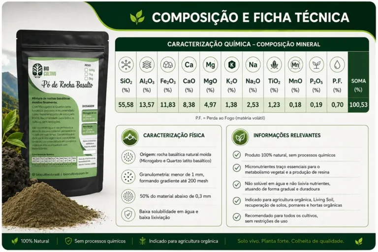 Pó de rocha basalto