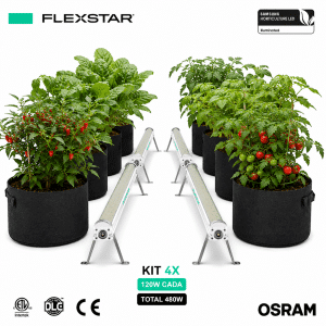 Kit 4x Flexstar Under Canopy LED 120W Total 480W Iluminação Profissional para Cultivo Indoor