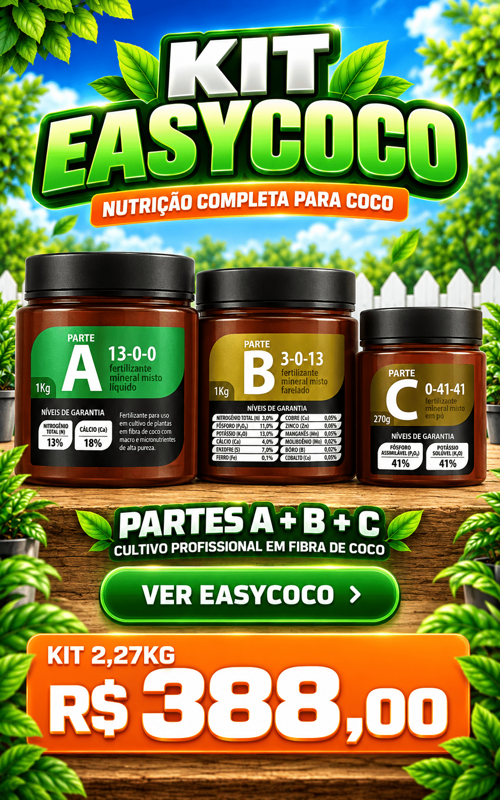 Kit EasyCoco para cultivo em coco