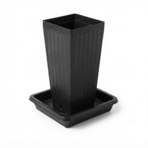 Vaso Quadrado 7 Litros + Prato Plástico Quadrado