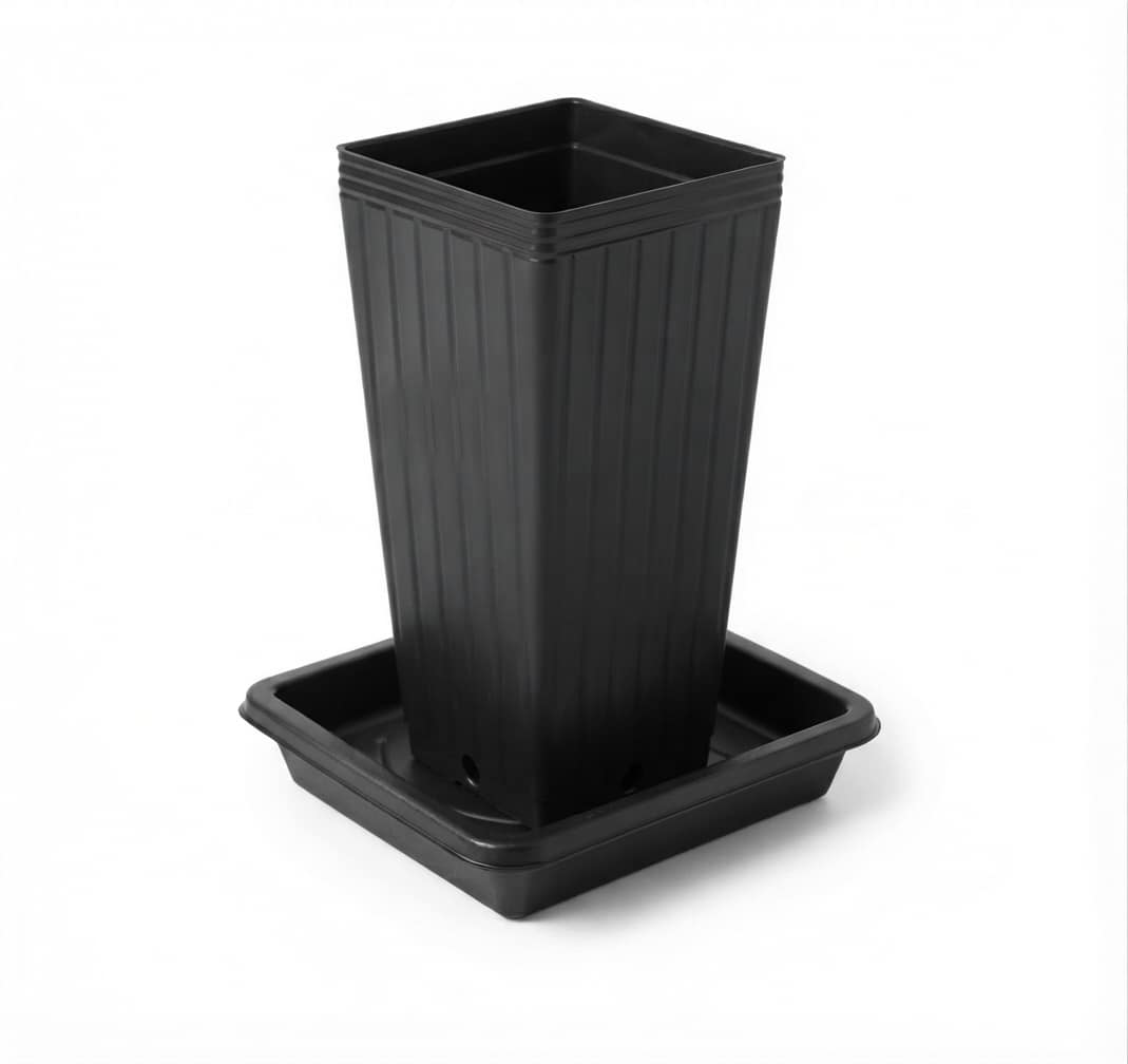 Vaso Quadrado 7 Litros + Prato Plástico Quadrado