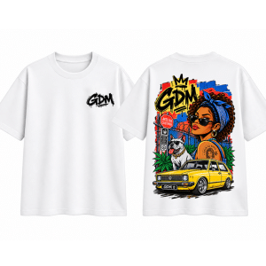 Camiseta GDM Street Art Branca 100% Algodão Oversized