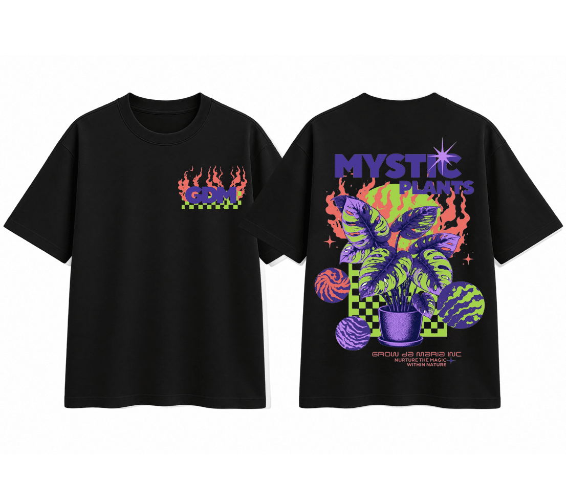 Camiseta Oversized Mystic Plants GDM Streetwear Estampa Botânica Psicodélica