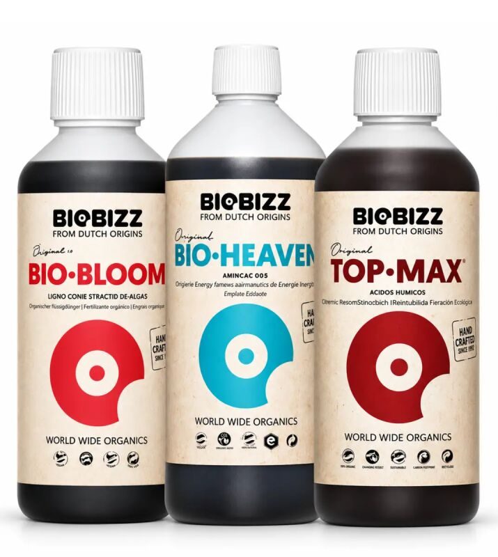 Fertilizante Orgânico Biobizz Hydro Pack TopMax Bloom e Heaven 3 x 250ml